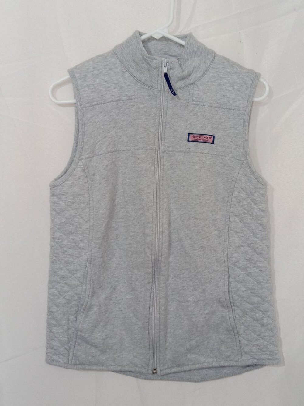Vineyard Vines Gray Full Zip Quilted Side Vest Womens Small Preppy Coastal - Picture 1 of 11